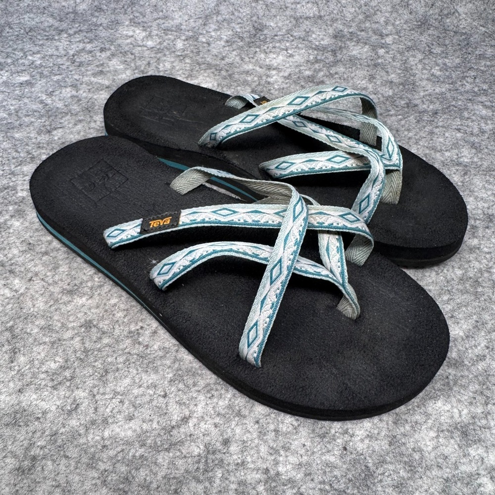 Teva Olowahu Flip Flop Womens Size 8 Shoes Sandals Southwestern Strappy Blue